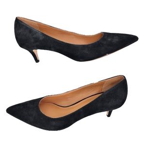 J. McLaughlin NEW Kat Suede Pointed Toe Kitten Heel Pumps Shoes Black SZ 7